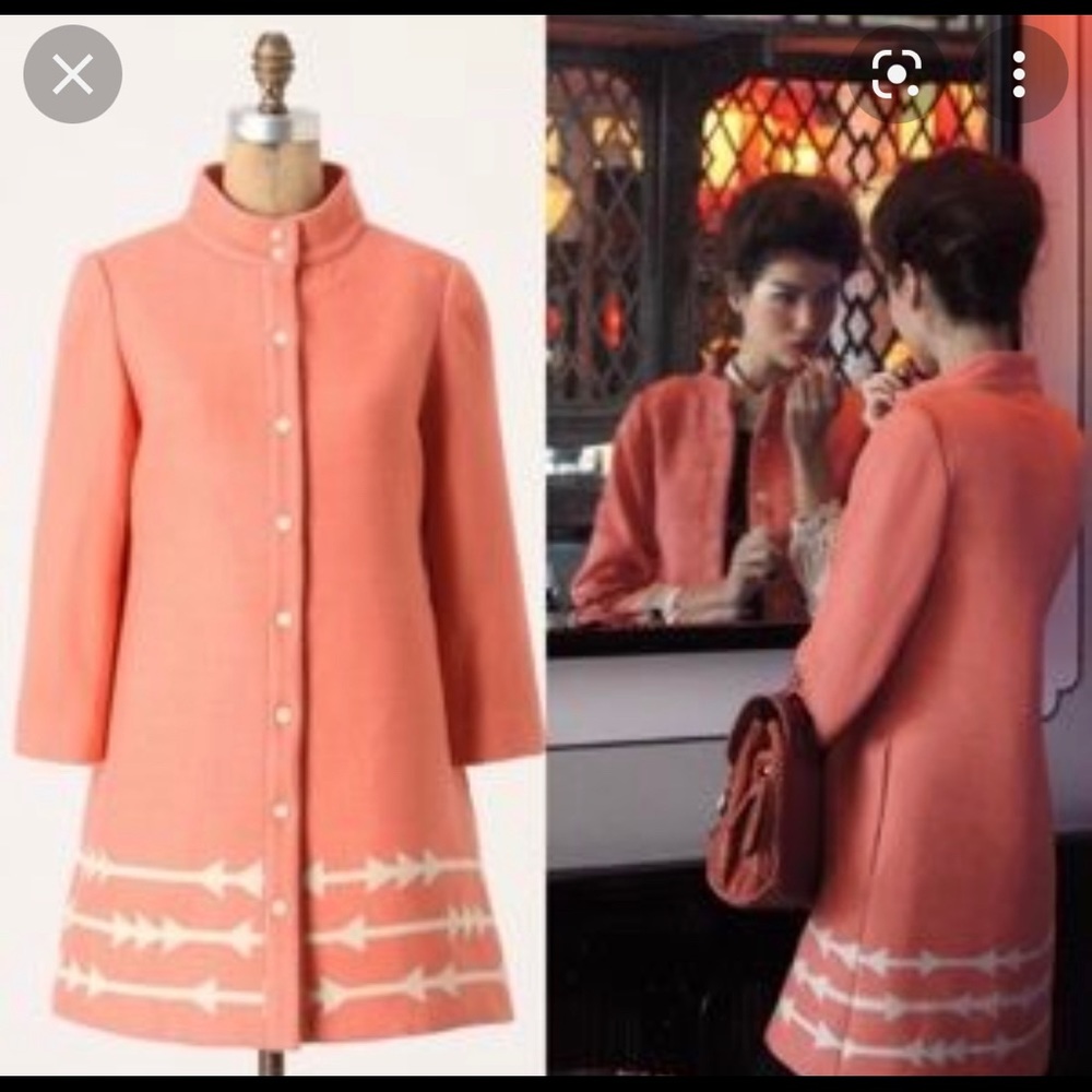 Anthropologie Lauren Moffatt Pink Coat Small